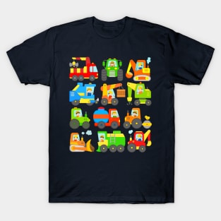 Diggers and Tractors Farm and Construction Vehicles T-Shirt